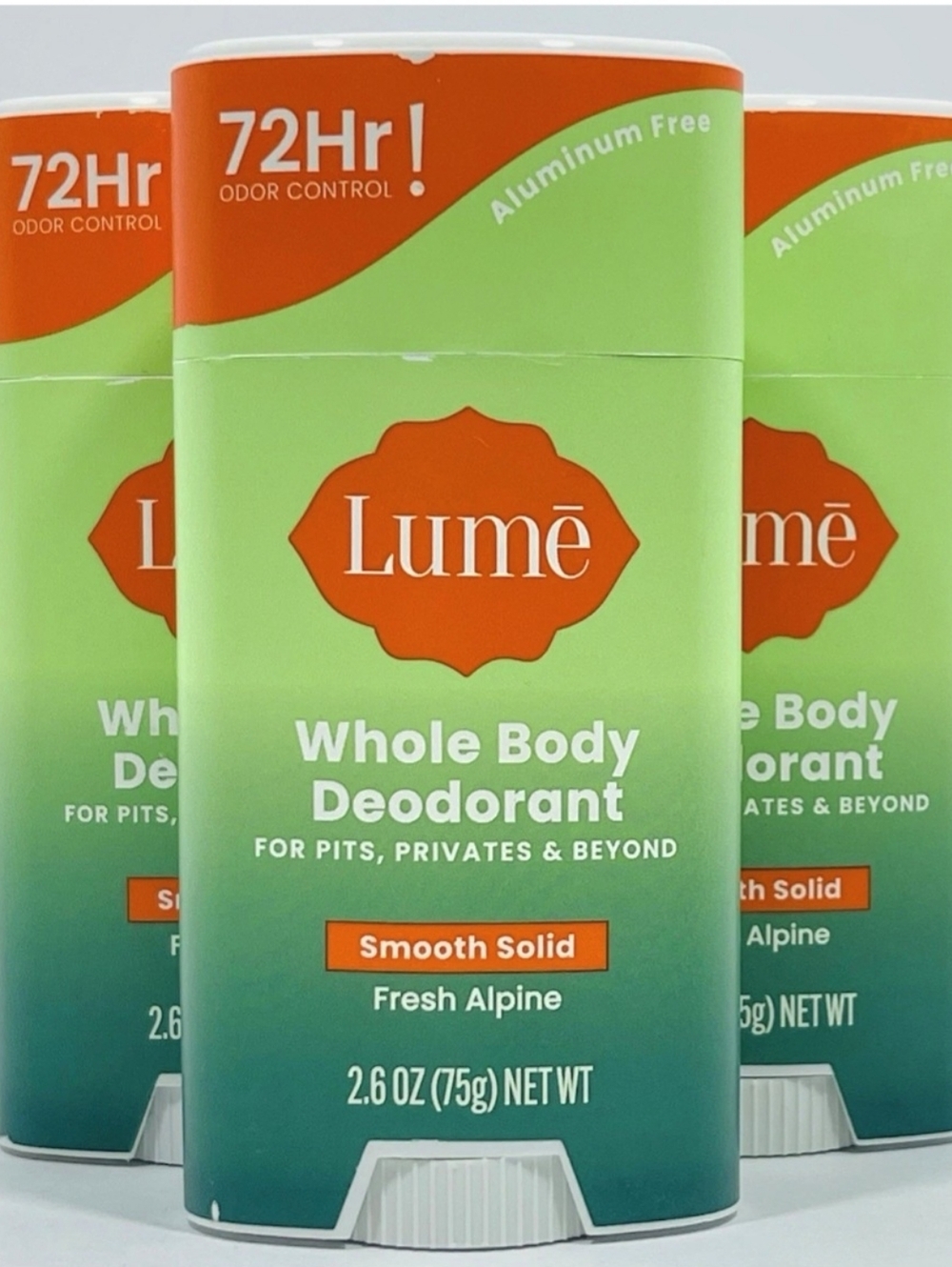 3x Lume Whole Body Deodorant Smooth Solid Fresh Alpine NEW Set Of Three